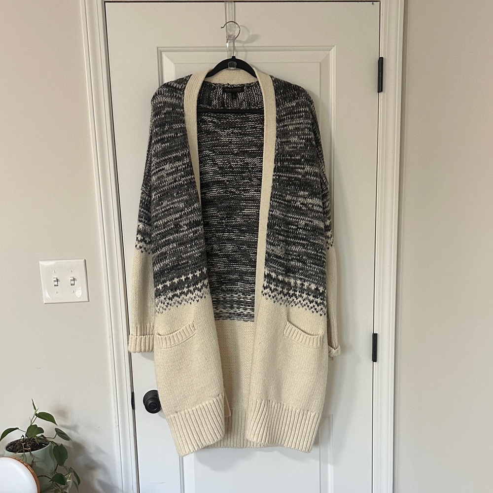 Banana Republic Blocked Fair Isle Long Open Cardigan